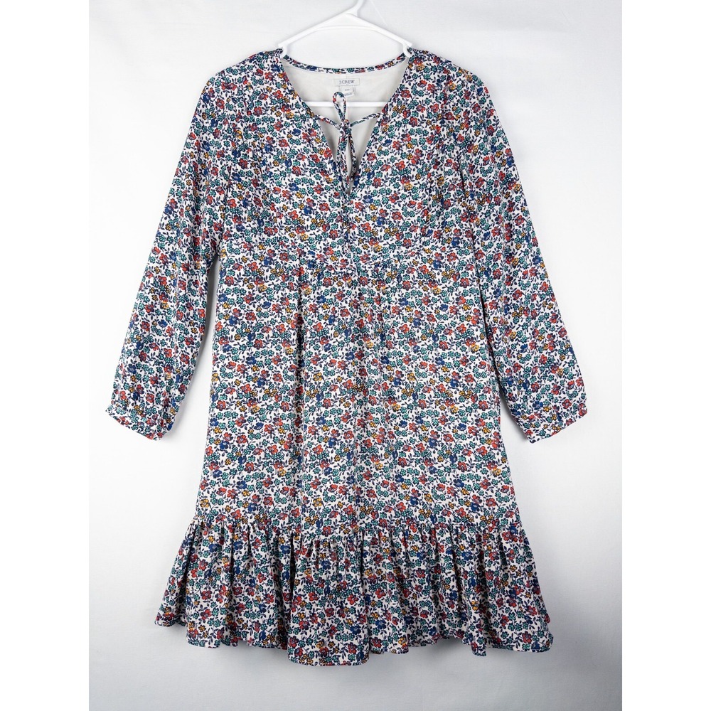 J Crew Dress Womens XXS Floral All Over Print Boho Relaxed Ruffle Spring